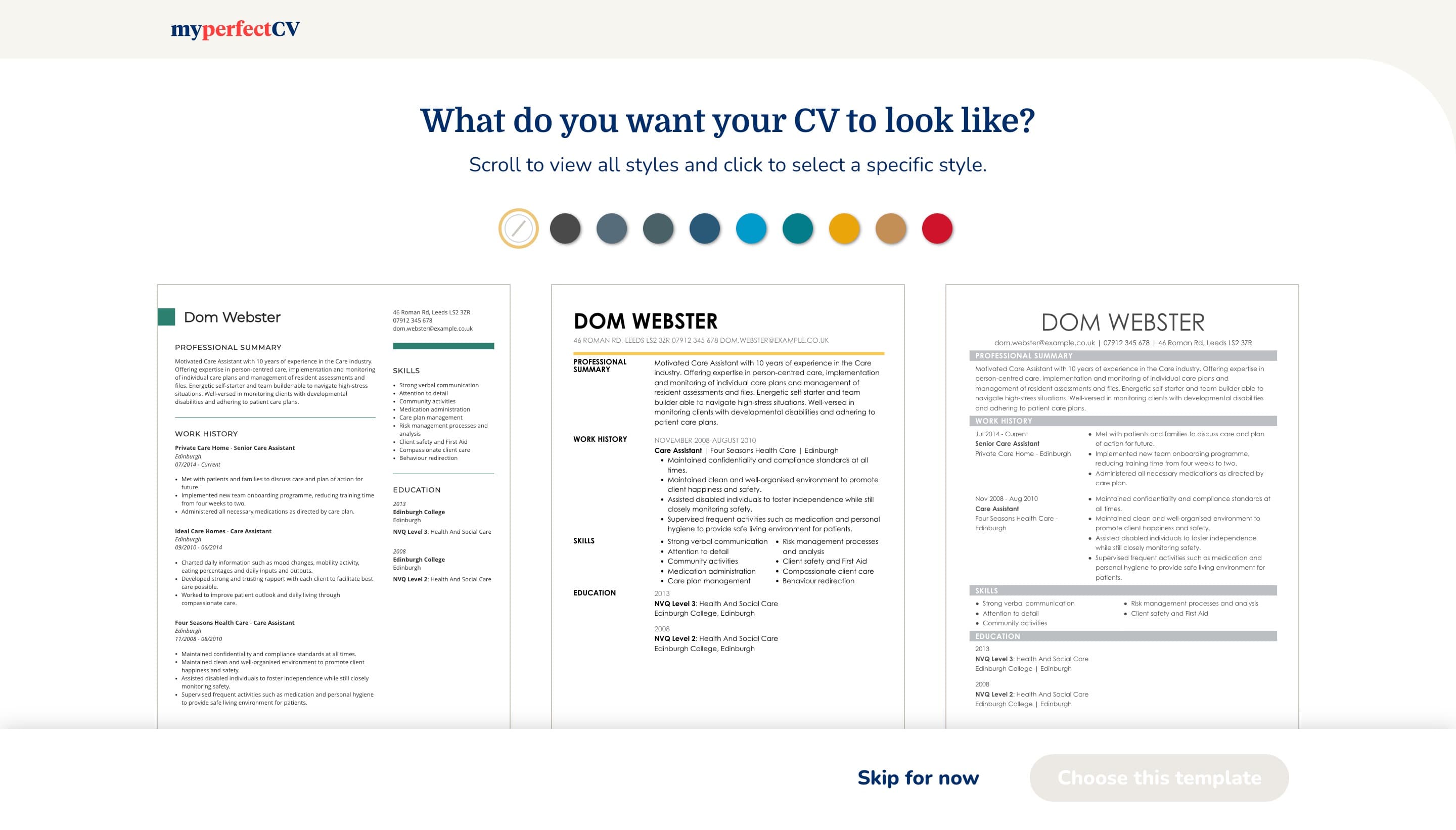 My Perfect CV template